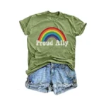 Proud Ally Shirt Women Pride Shirts Rainbow Graphic... - Coupon