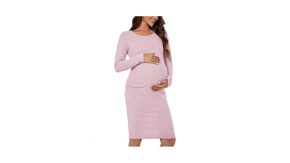 Smallshow Women S Knit Maternity Dress Long Sleeve... - Coupon