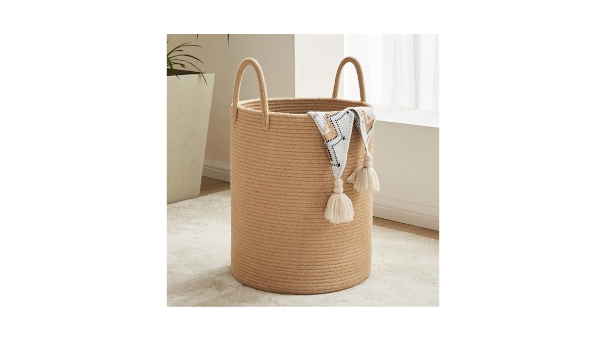 Jute Rope Laundry Hamper Basket 58l Tall Laundry... - Coupon