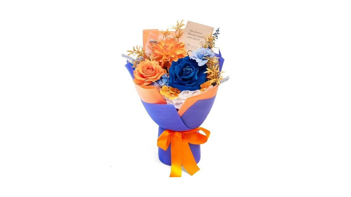 Tinge Time Preserved Flowers Bouquet Orange Navy... - Coupon