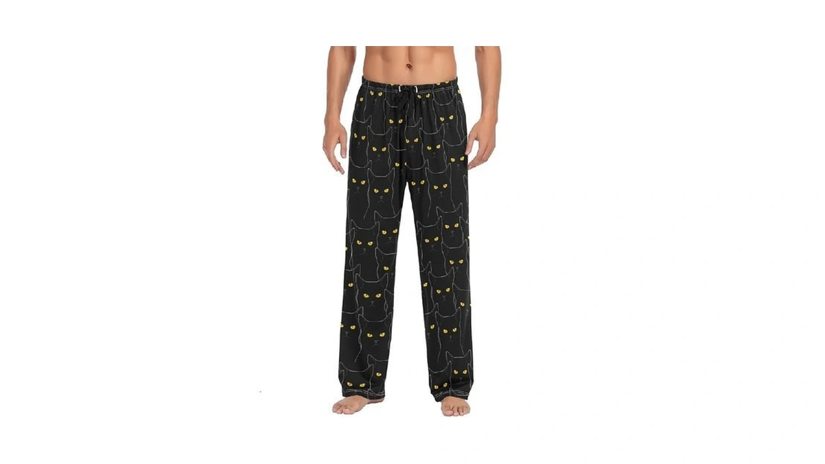 Black Cats Pajama Pants Mens Lounge Pants Casual... - Coupon
