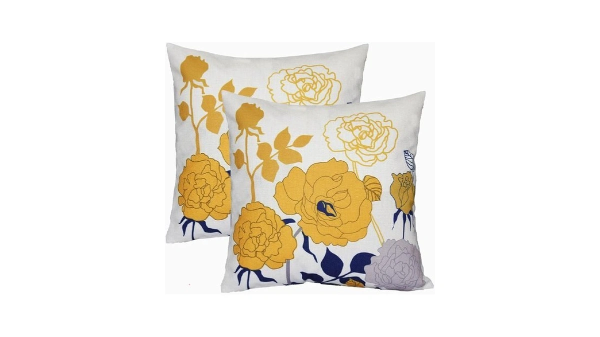 Sykting Yellow Floral Pillow Covers 18x18 Set Of 2... - Coupon