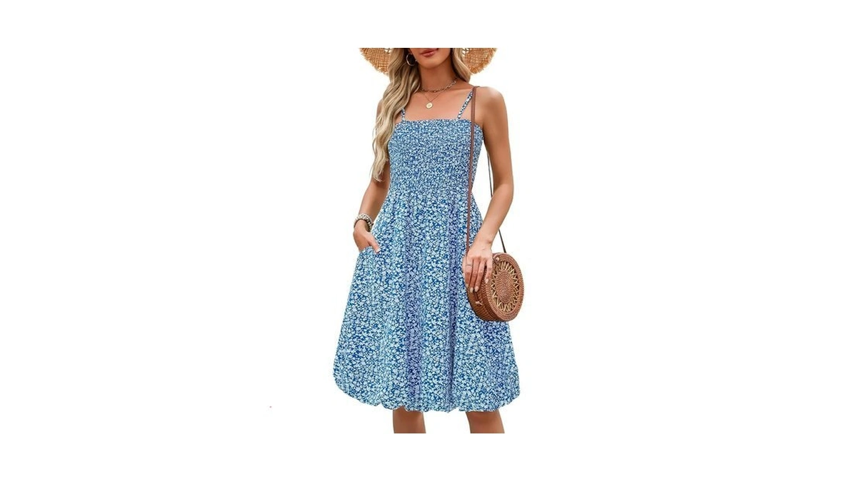 Berydress Womens Summer Smocked Midi Dress 2025... - Coupon