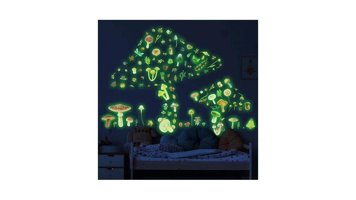 Glow In The Dark Mushroom Wall Decals Watercolor... - Coupon