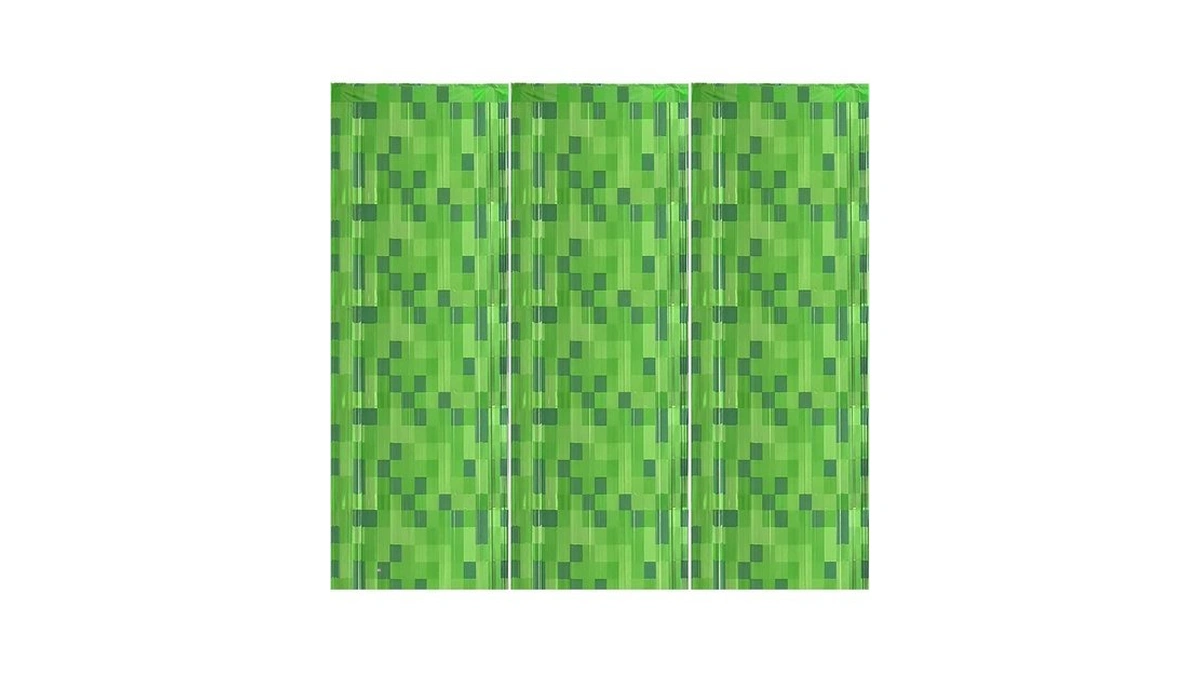 Calmi 3 Pack Green Foil Fringe Curtains Pixel... - Coupon