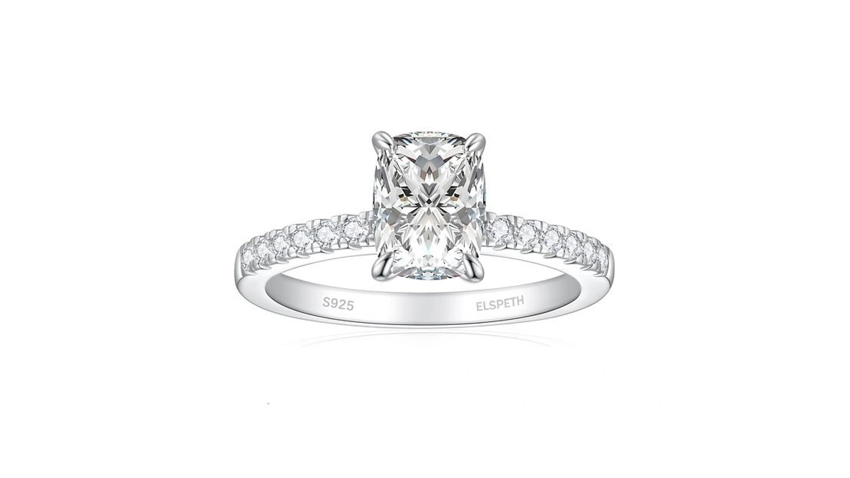 Elspeth 1 5ct 925 Sterling Silver Rings Cushion Cut... - Coupon