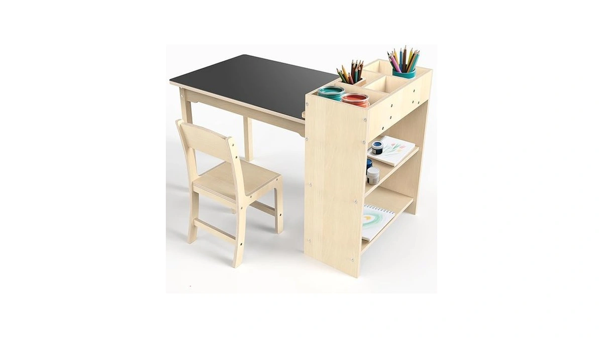 Doowroodni Kids Art Table And Chair Set Sturdy... - Coupon