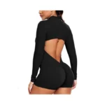 Seasum Women Long Sleeve Shorts Jumpsuit Zip Up... - Coupon