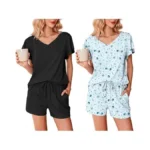 Ekouaer 2 Pack Women S Pajamas Set Soft Ruffle... - Coupon