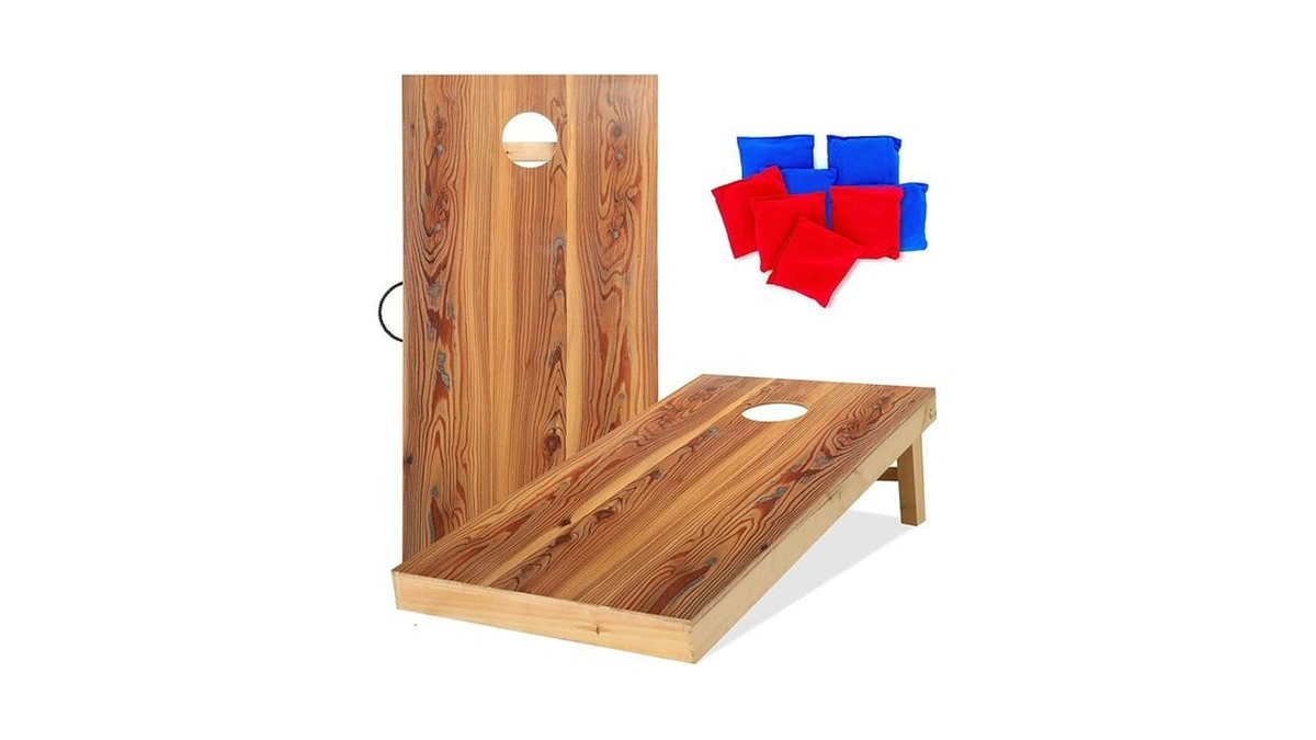 Ukase Solid Wood Cornhole Set Portable Bean Bags... - Coupon