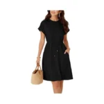 Yundai Women S Casual Drawstring Waist Mini Dress... - Coupon