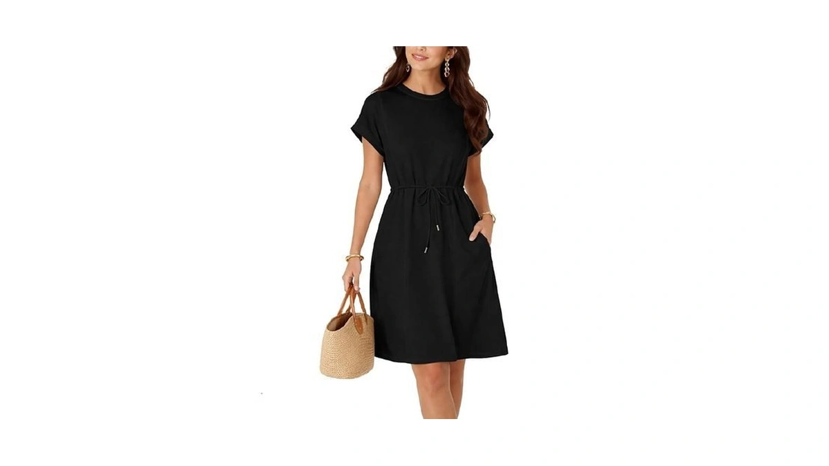 Yundai Women S Casual Drawstring Waist Mini Dress... - Coupon