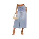 Yundai Women S High Waist Denim Midi Skirt With... - Coupon