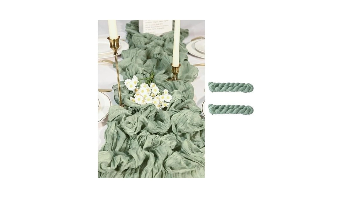2 Pack Sage Green Cheesecloth Table Runners 35x120... - Coupon
