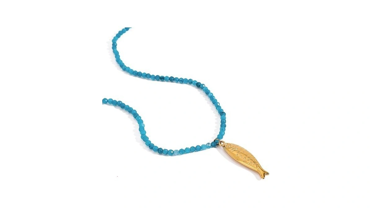 Cufelmu Boho Beach Necklace For Women Blue Crystal... - Coupon