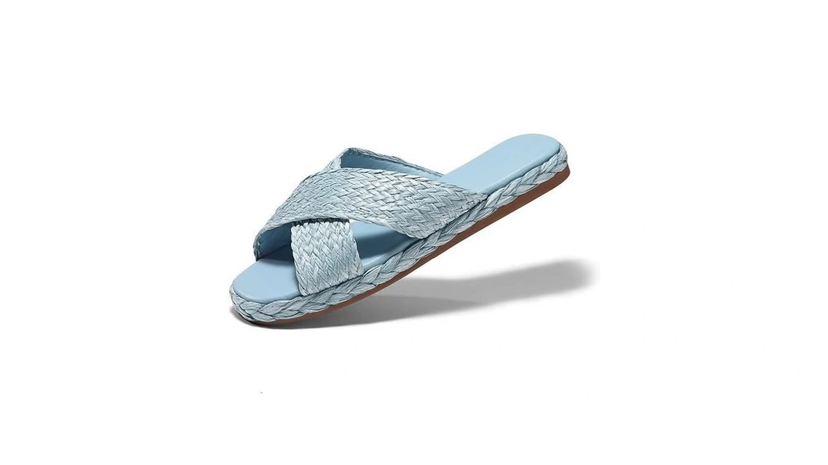 Coutgo Womens Flat Sandals Espadrilles Raffia Open... - Coupon