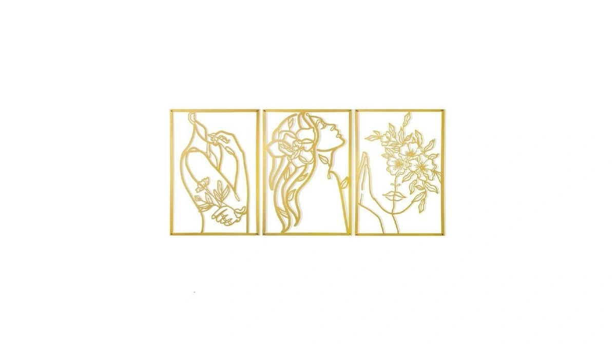 Agiota 3 Pcs Gold Wall Decor Above Bed Minimalist... - Coupon