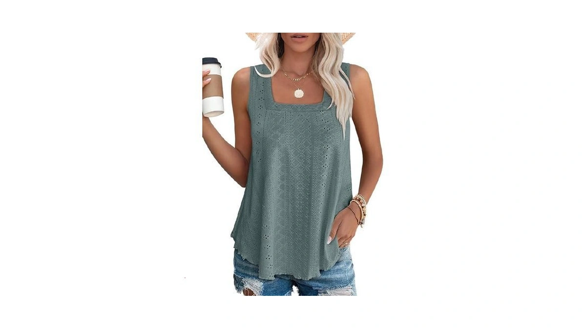 Weeso Womens Tank Tops Loose Fit Square Neck Cute... - Coupon