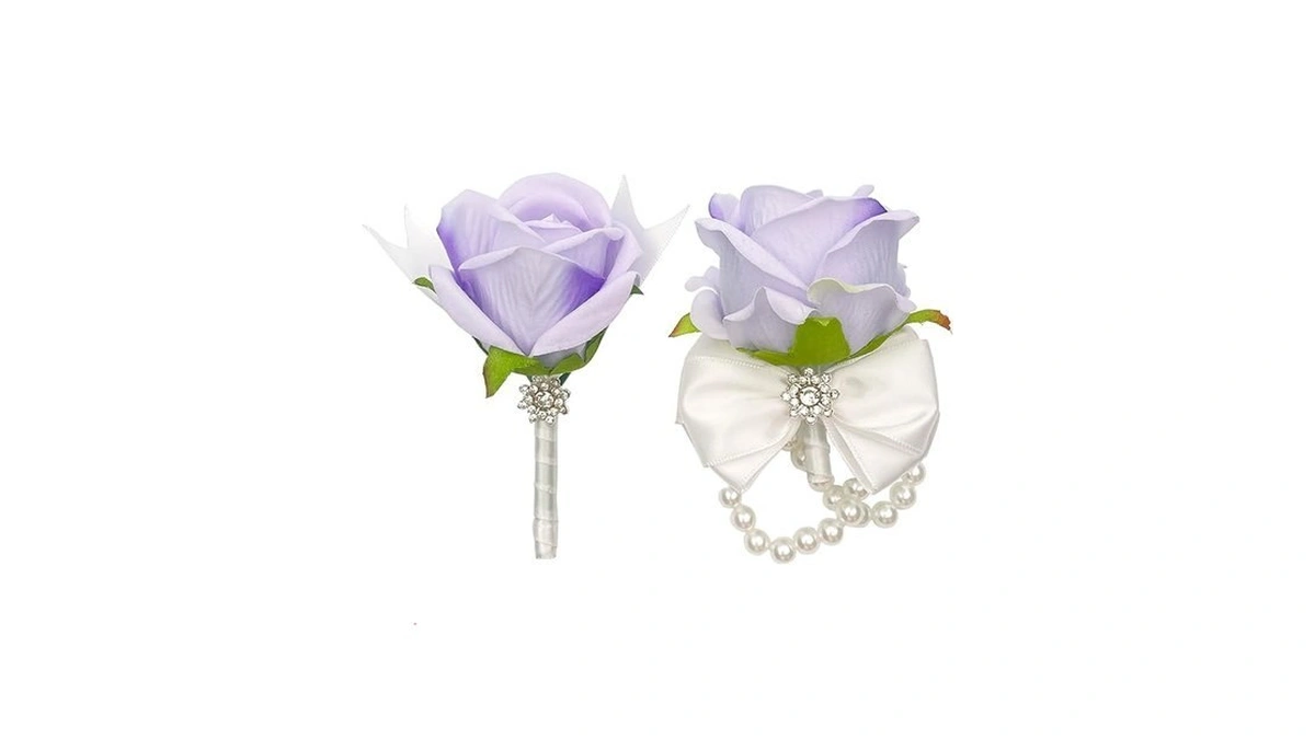 Purple Corsage And Boutonniere Set For Wedding Prom... - Coupon