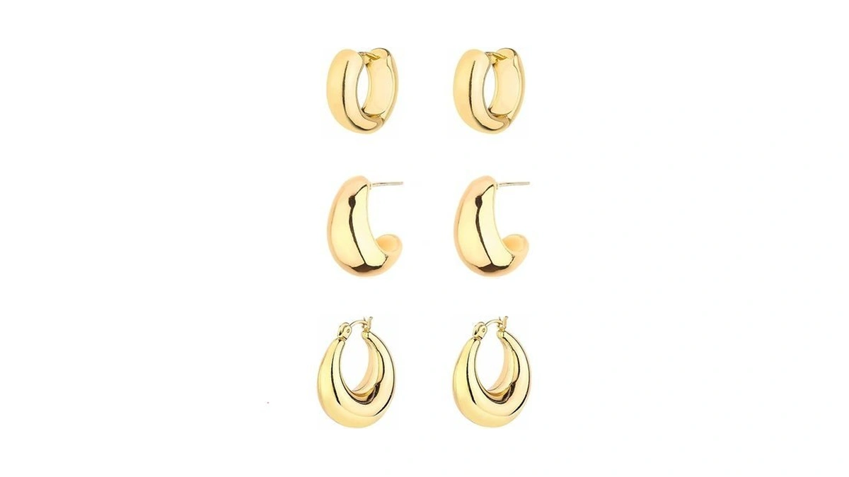 Hilxury Gold Chunky Hoop Earrings Set For Women 14k... - Coupon