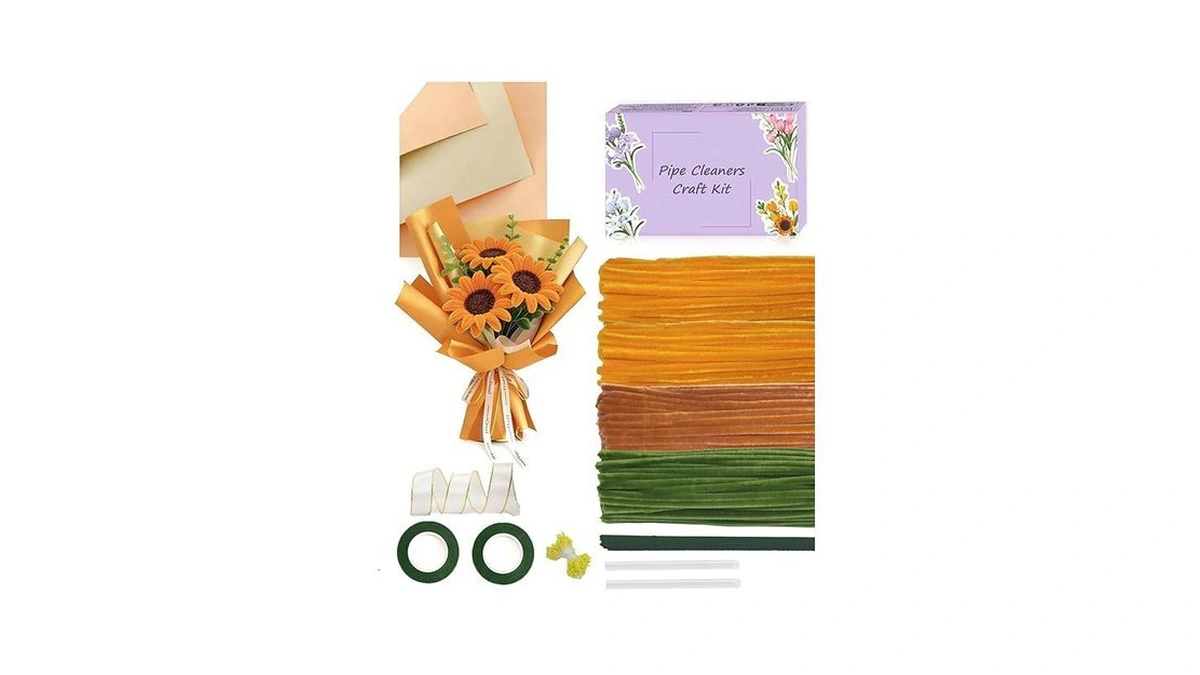 400 Pcs Pipe Cleaner Flower Kit Yellow Pipe... - Coupon
