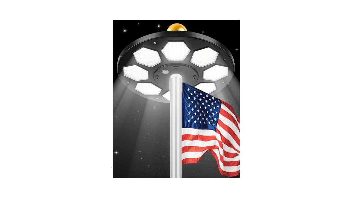 Kromart Flag Pole Light Solar Powered 160 Led High... - Coupon