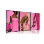 Black Girl Wall Art Set Of 3 Pink Fashion African... - Coupon