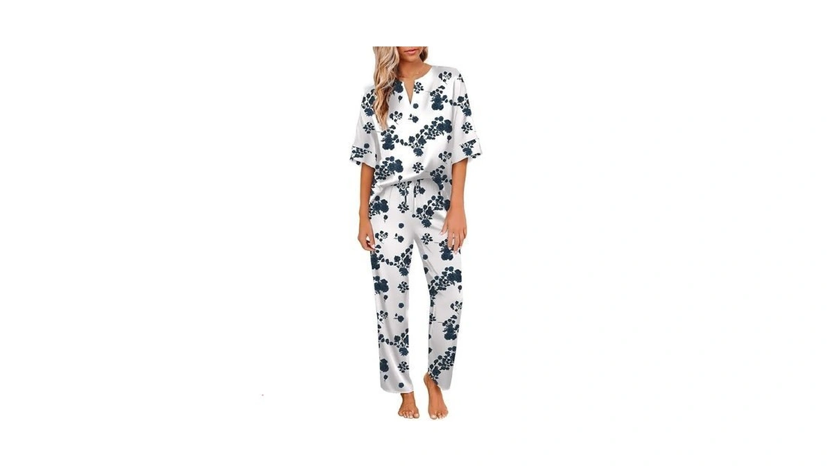 Ekouaer Women Pajama Sets Short Sleeve V Neck Top... - Coupon