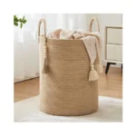Jute Woven Rope Laundry Hamper Tall Laundry Basket... - Coupon