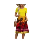 Cossen Women S 2026 Summer Midi Dress Yellow Trees... - Coupon