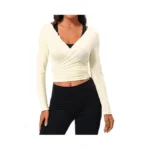 Womens Tie Front Pilates Wrap Top Long Sleeve... - Coupon