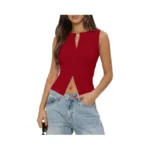 Gleeneat Womens Button Down Up Going Out Sleeveless... - Coupon