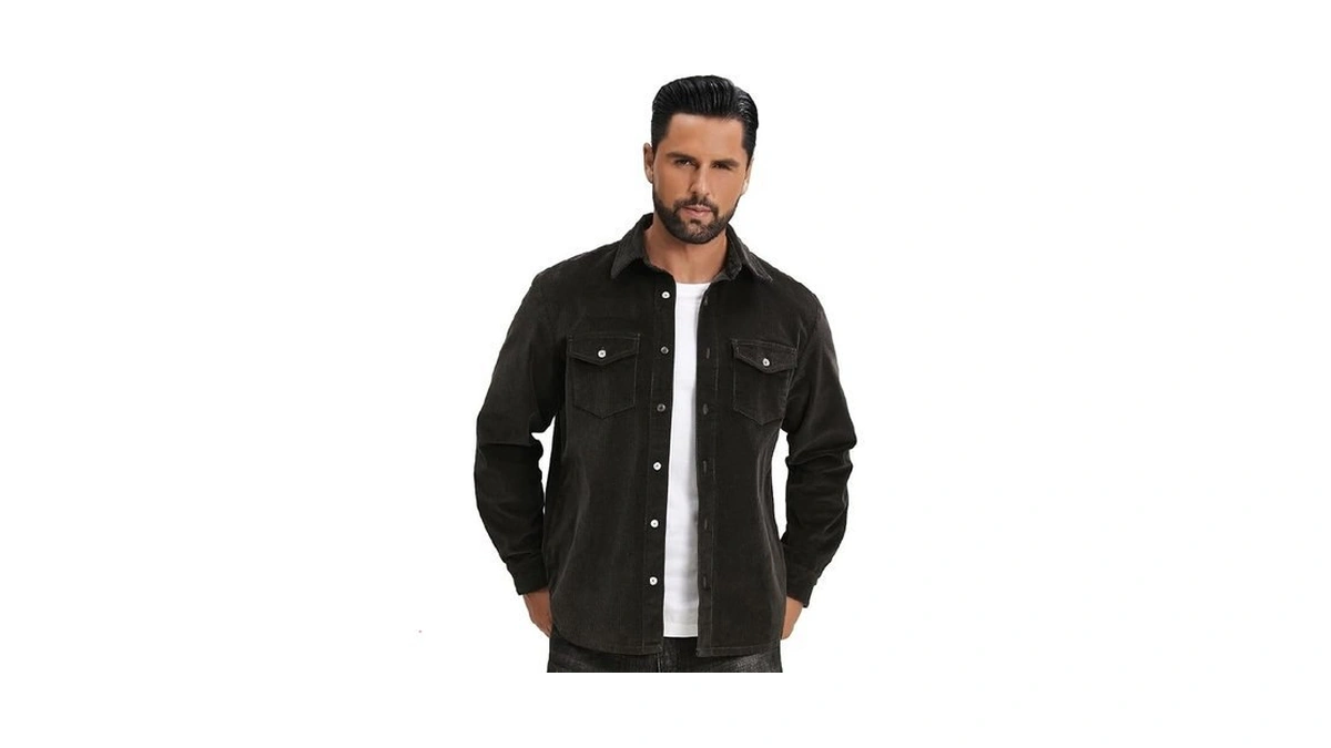 Tegias Mens Corduroy Shirt Jacket Shirt Casual... - Coupon