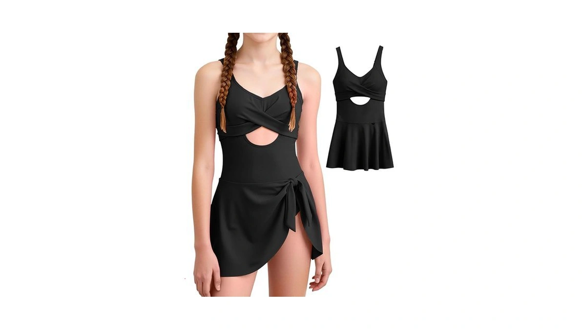 Mfavip Girls One Piece Swimsuits Classic Black Girl... - Coupon
