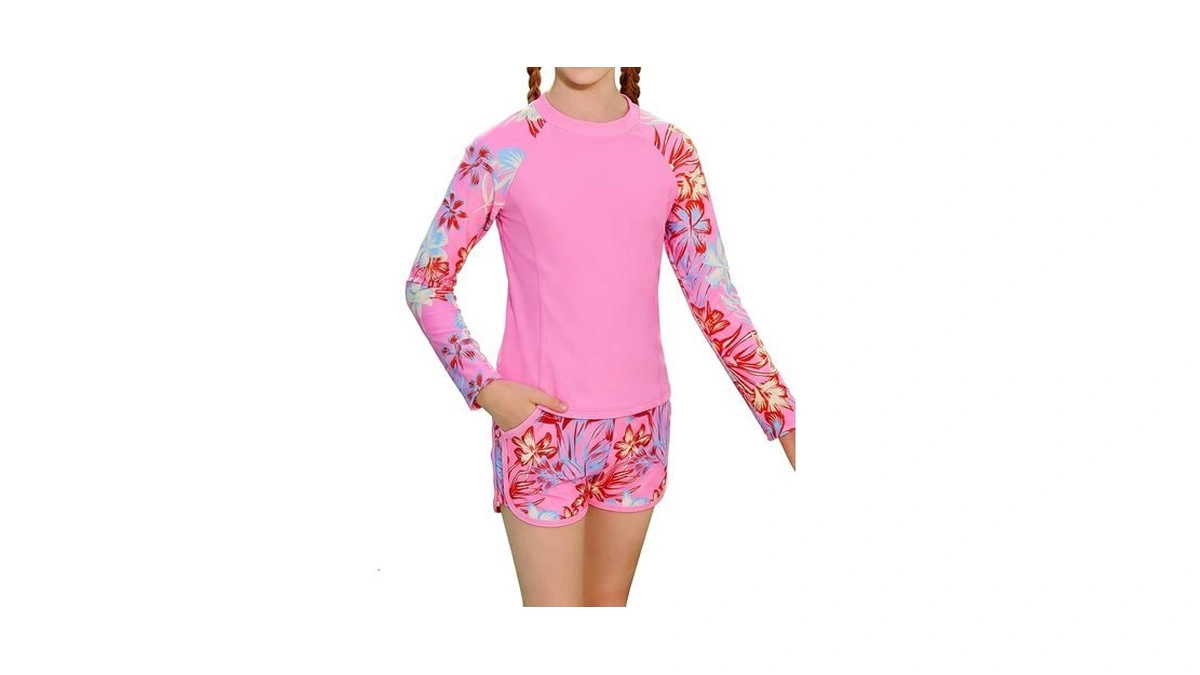 Alakuoti Girls Rash Guard Swimsuit Two Piece... - Coupon