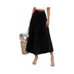 Materasu Women S High Waisted Pleated Midi Skirt... - Coupon