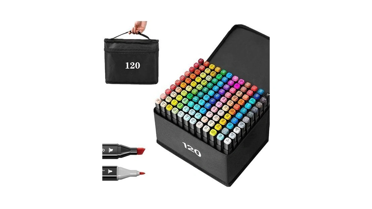 Koteug Alcohol Markers Set 120 Colors Dual Tip... - Coupon