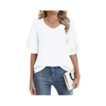 Auselily Women Blouses V Neck T-shirts Ruffle... - Coupon
