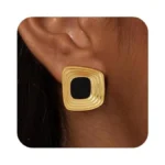 Freekiss Chunky Gold Square Stud Earrings For Women... - Coupon