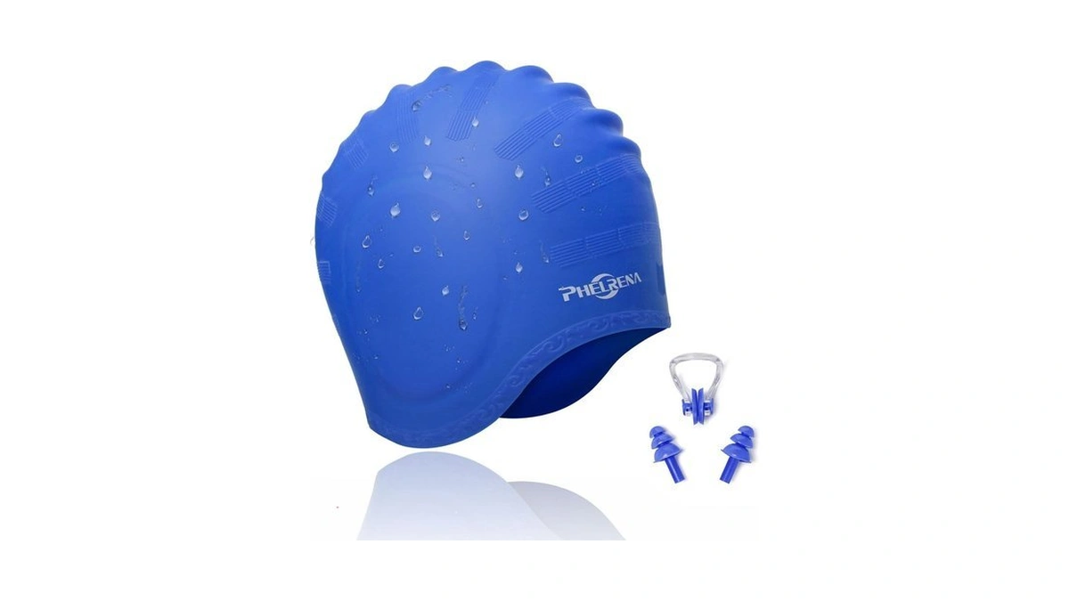 Phelrena Swimming Cap Waterproof Premium Silicone... - Coupon