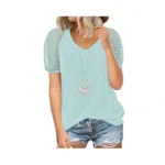 Miholl Women S Lace Short Sleeve V Neck Shirts... - Coupon