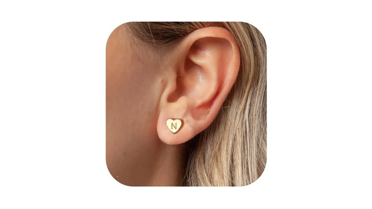 Baylay Heart Initial Earrings For Women - 18k Gold... - Coupon