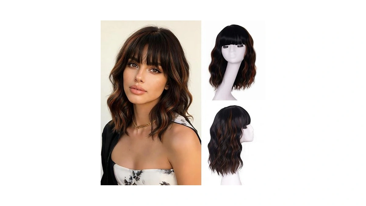 Onice Short Bob Wig With Bangs Natural Looking... - Coupon
