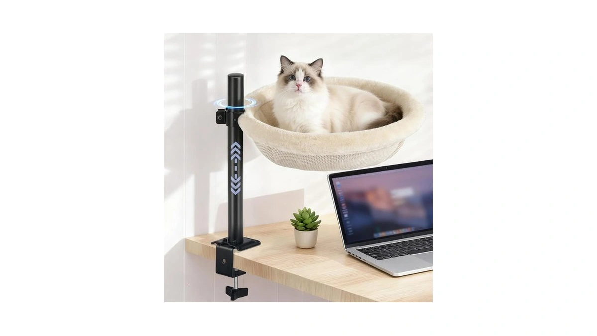 Cat Desk Bed 360 Swivel Adjustable Height Cat Bed... - Coupon