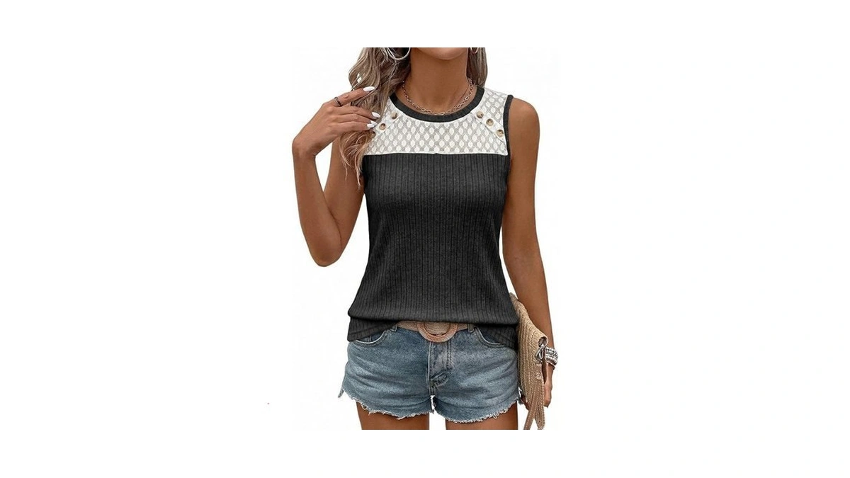 Blencot Womens Sleeveless Tank Top Casual Crewneck... - Coupon