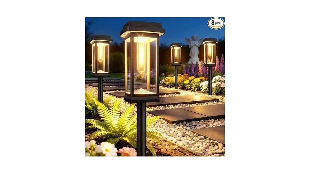 Solar Pathway Lights Outdoor 8 Pack Upgraded Solar... - Coupon