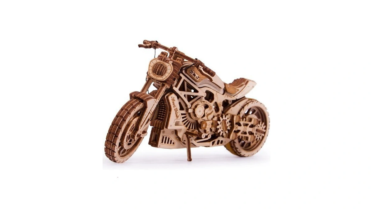 Wood Trick Motorcycle W Rubber Band Motor Rides Up... - Coupon