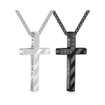 M Mooham Cross Necklace For Men Boys - Silver Black... - Coupon
