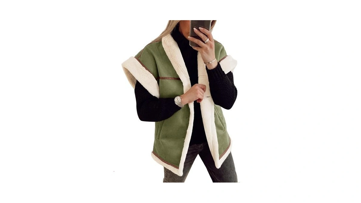 Cicy Bell Womens Suede Sherpa Vest Faux Fur... - Coupon