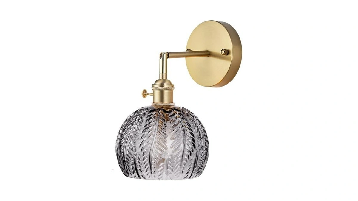 Cerdeco Vintage Wall Sconce With Grey Leaf Glass... - Coupon